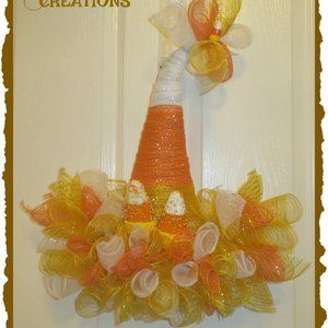 Witch Hat Wreath - Candy Corn
